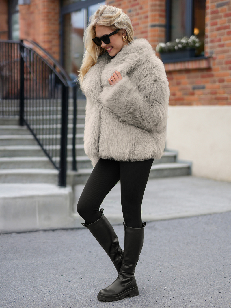 Pilkai-smėlinis moteriška striukė OZONEE JS/61M8515/92