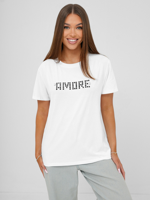 Baltai-juodas moteriški marškinėliai OZONEE JS/YJ77716