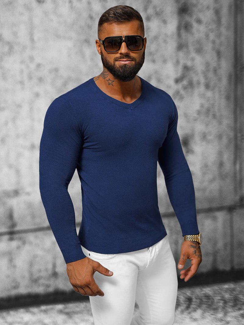 Tamsiai-Mėlynas vyriškas megztinis OZONEE NB/MMB601/5Z