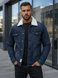 Granatinė vyriška džinso šerpas striukė OZONEE NB/MJ517BSZ