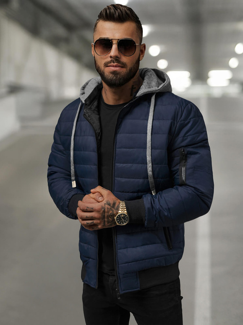 Tamsiai mėlyna vyriška striukė OZONEE JS/8M985/215