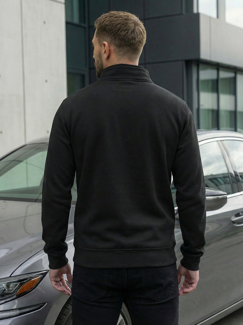 Juodas vyriškas džemperis su užtrauktuku OZONEE JS/2002Z