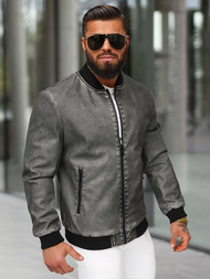 Grafitinis vyriška odinė striukė OZONEE JS/11Z8107