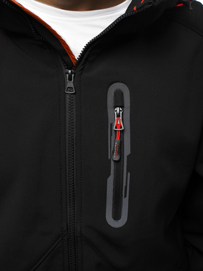 Juodai-Oranžinė vyriška softshelte striukė OZONEE GE/12263