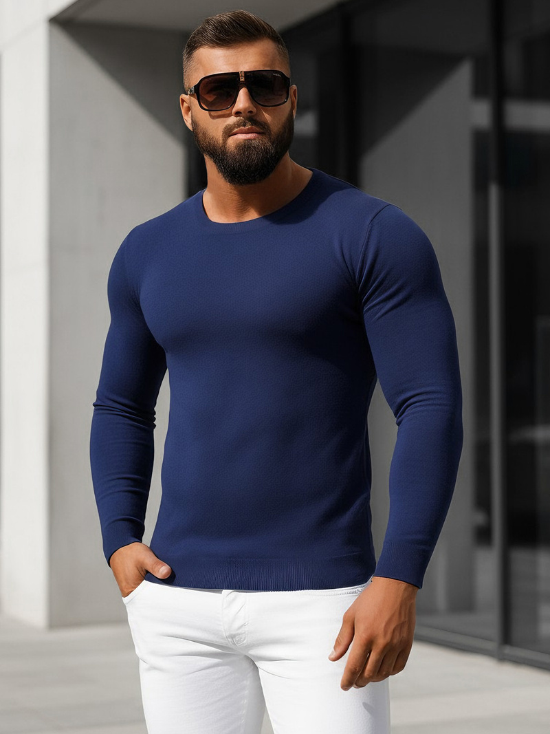 Tamsiai-mėlynas vyriškas megztinis OZONEE NB/MMB602/5Z