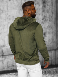 Rusvai žalsva vyriškas veliūrinis džemperis su gobtuvu OZONEE JS/8B1168/29