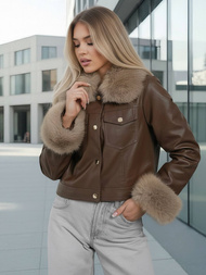 Šokoladas moteriška odinė striukė OZONEE JS/61M8513/158