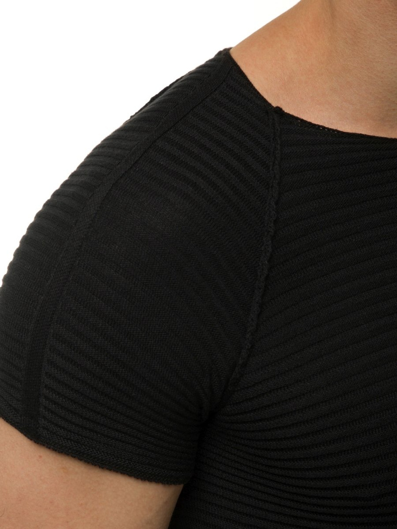 Juoda vyriška palaidinė trumpomis rankovėmis OZONEE L/2297