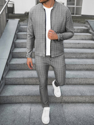 Pilkas vyriškas kostiumas - striukė ir chino kelnės OZONEE DJ/5617