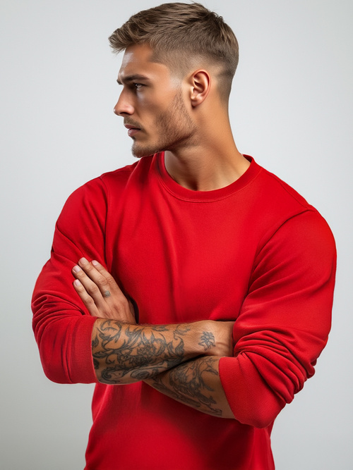 Raudonasvyriškas džemperis OZONEE JS/2001-10Z