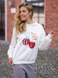 Baltas moteriškas džemperis su gobtuvu OZONEE JS/8B856/1