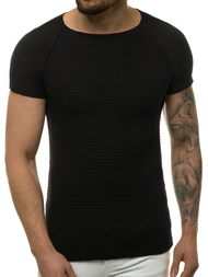 Juoda vyriška palaidinė trumpomis rankovėmis OZONEE L/2297