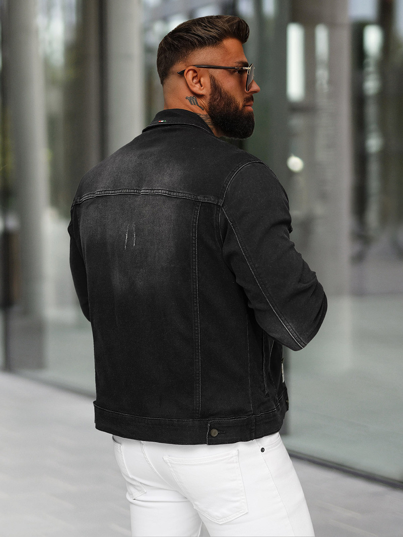 Juoda vyriška džinso striukė OZONEE NB/MJ514N