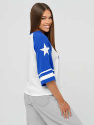 Baltai-mėlynas moteriški marškinėliai OZONEE JS/R62493