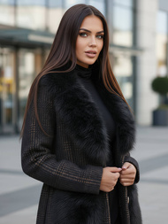 Juodi moteriškas paltas OZONEE JS/53M5200/1Z