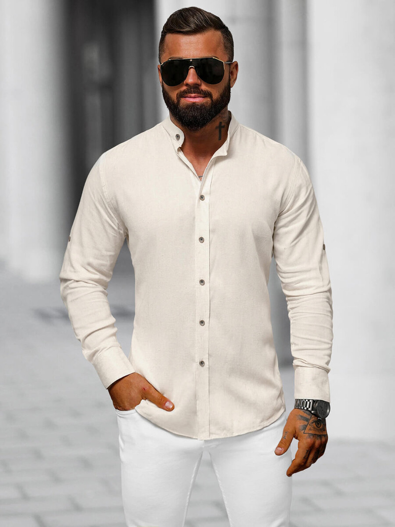 Smėlinis vyriški marškiniai OZONEE O/242770