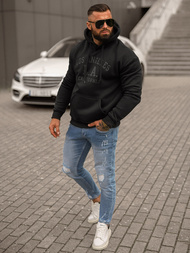 Juoda vyriškas džemperis su gobtuvu OZONEE JS/8B1356/3