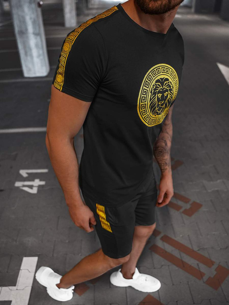 Juodai-aukso vyriškas sportinis kostiumas OZONEE O/HM788