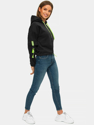 Juodas moteriškas džemperis su gobtuvu OZONEE JS/B26031