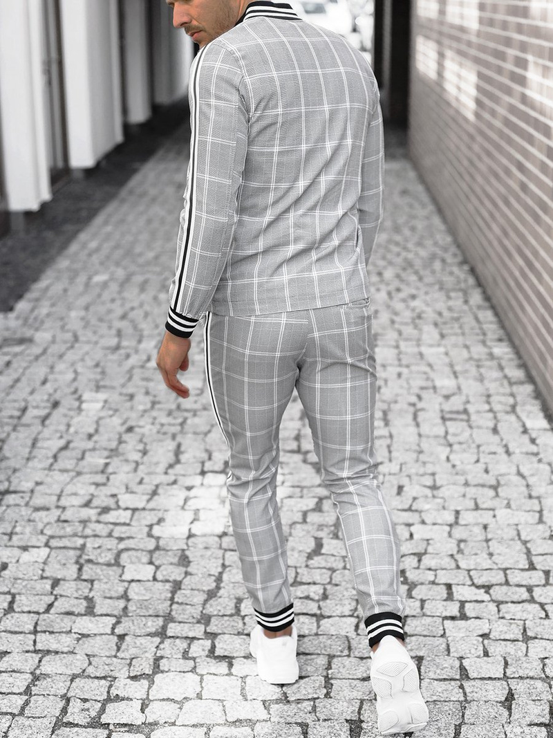 Pilkas vyriškas kostiumas - striukė ir chino kelnės OZONEE DJ/5548