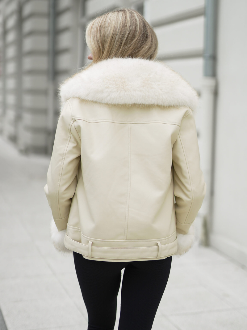 Pieno spalva moteriška odinė striukė OZONEE JS/61M8507/280Z