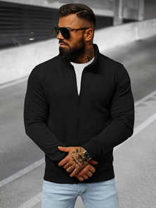 Juodas vyriškas džemperis su užtrauktuku OZONEE JS/2002Z
