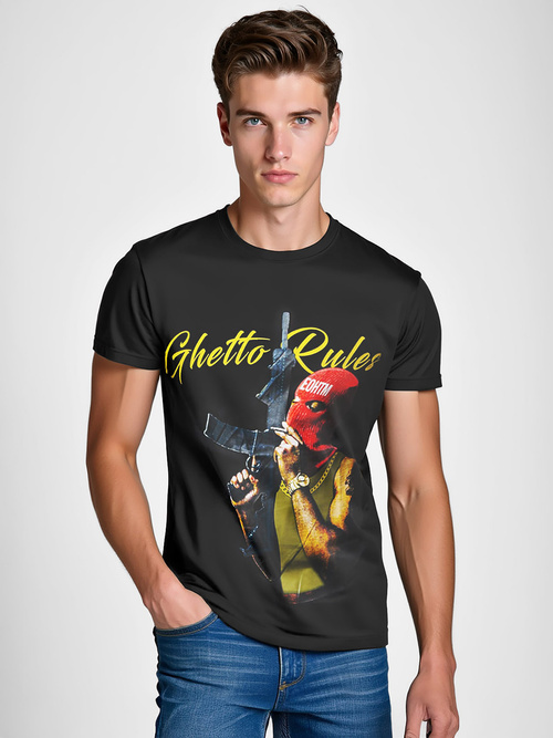 Juodi vyriški marškinėliai OZONEE O/T129/3Z