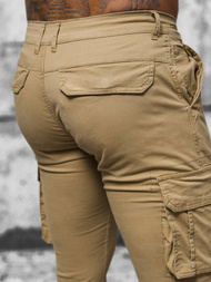 Smėliniai vyriškos chino jogger stiliaus kelnės OZONEE NB/MP0202K