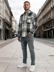 Juodai-balti vyriški marškiniai OZONEE NB/MC728N/3