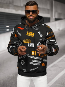 Juodas vyriškas džemperis su gobtuvu OZONEE JS/8B1250/3