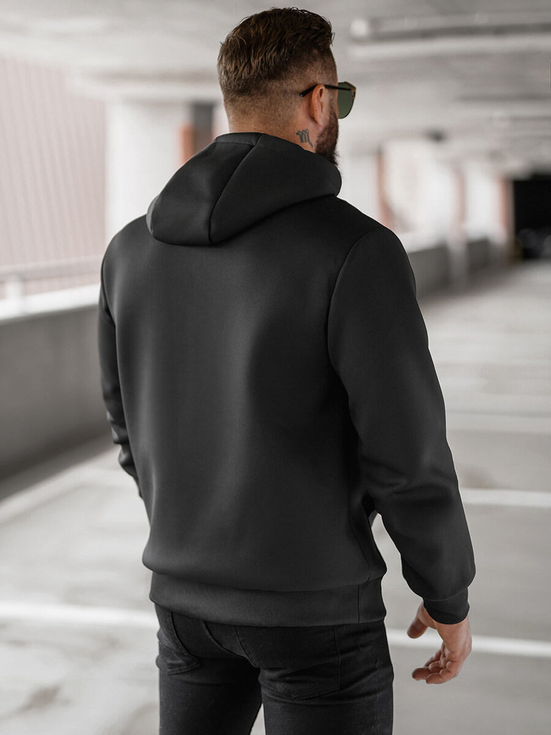 Juoda vyriškas džemperis su gobtuvu OZONEE JS/27B6502/3Z