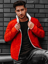 Oranžinė vyriška džinso striukė OZONEE JB/JP1179/3Z