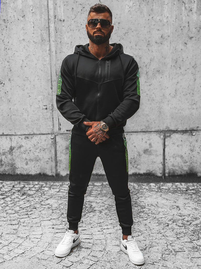 Juodas vyriškas sportinis kostiumas OZONEE JS/C8118