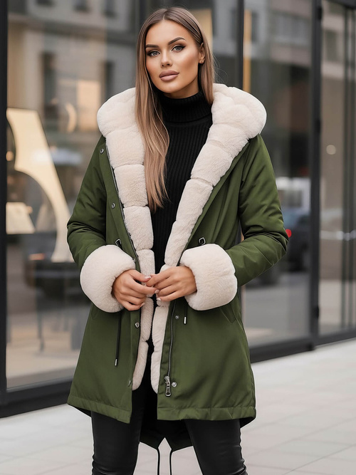 Žalia moteriška žieminė striukė OZONEE JS/M763/136Z