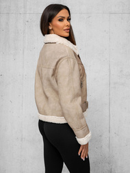 Smėlinis Moteriška Odinė Striukė OZONEE O/81331Z