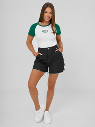 Baltai-žalii moteriški marškinėliai OZONEE JS/R61627