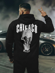 Juoda vyriškas džemperis su gobtuvu OZONEE JS/21B1903/3