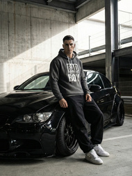 Grafitinis vyriškas džemperis su gobtuvu OZONEE JS/65B3909/5Z