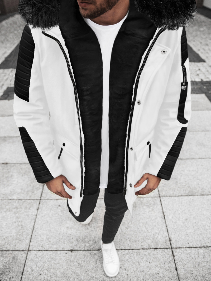 Baltai-juoda vyriška parka striukė OZONEE O/5832/22