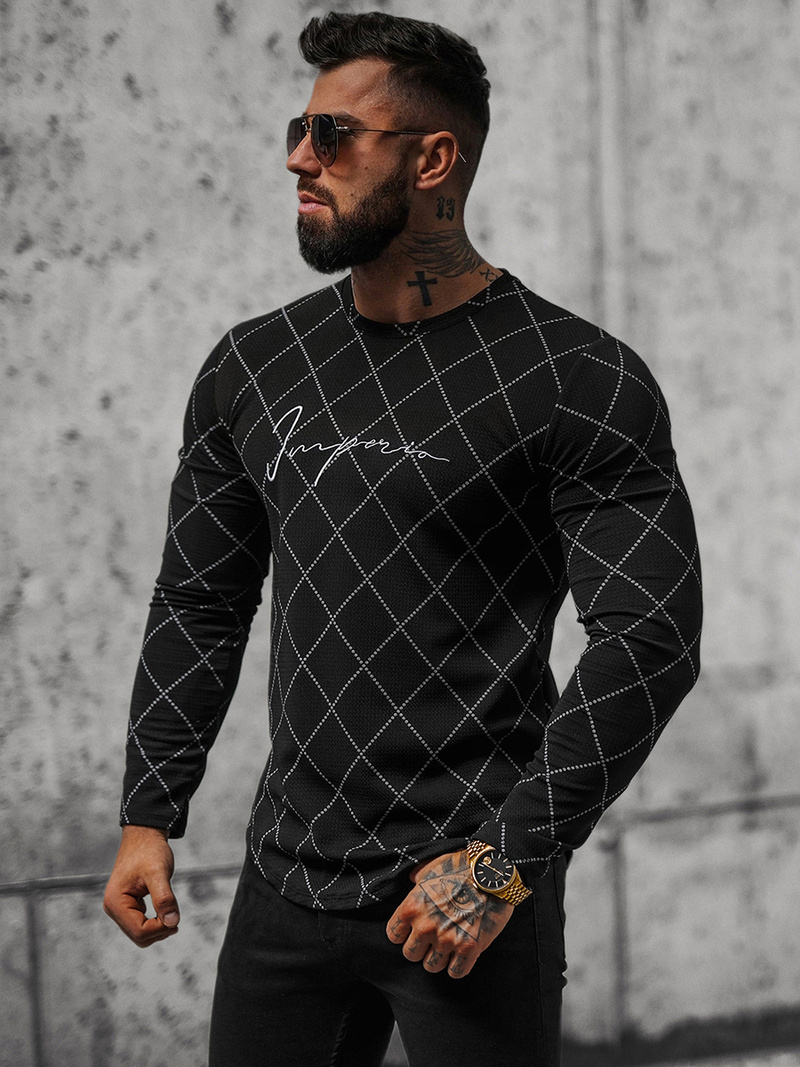 Juodas vyriškas džemperis OZONEE O/5919BZ