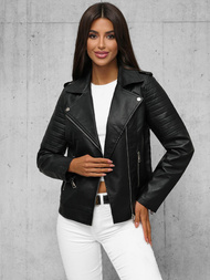 Juoda Moteriška Odinė Striukė OZONEE JS/11Z8097Z