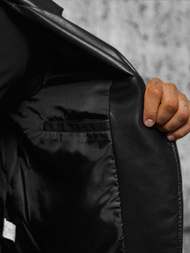 Juoda vyriška odinė striukė OZONEE JS/11Z8067