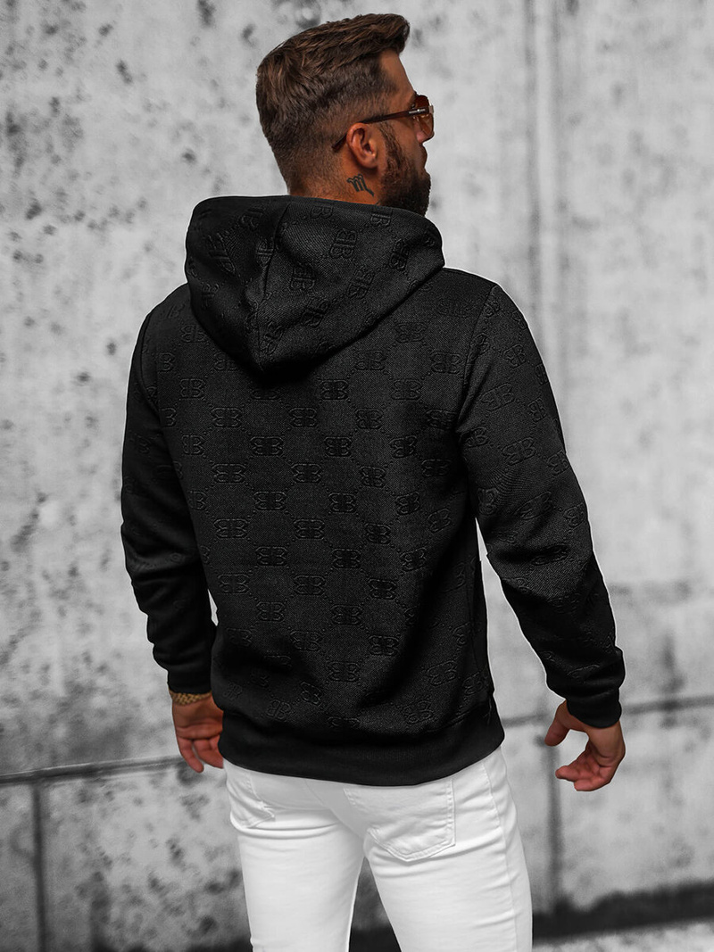 Juoda vyriškas džemperis su gobtuvu OZONEE JS/3B566