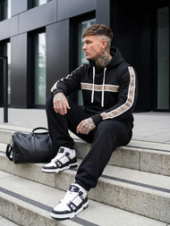 Juoda vyriškas džemperis su gobtuvu OZONEE JS/8B1729/3