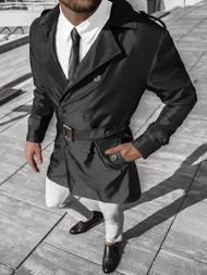 Juodas vyriškas paltas OZONEE DJ/5622