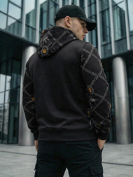 Juodas vyriškas džemperis su gobtuvu OZONEE O/B267Z