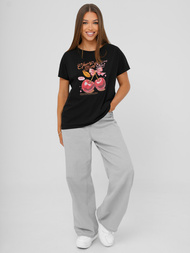 Juodi moteriški marškinėliai OZONEE JS/95T2568/3