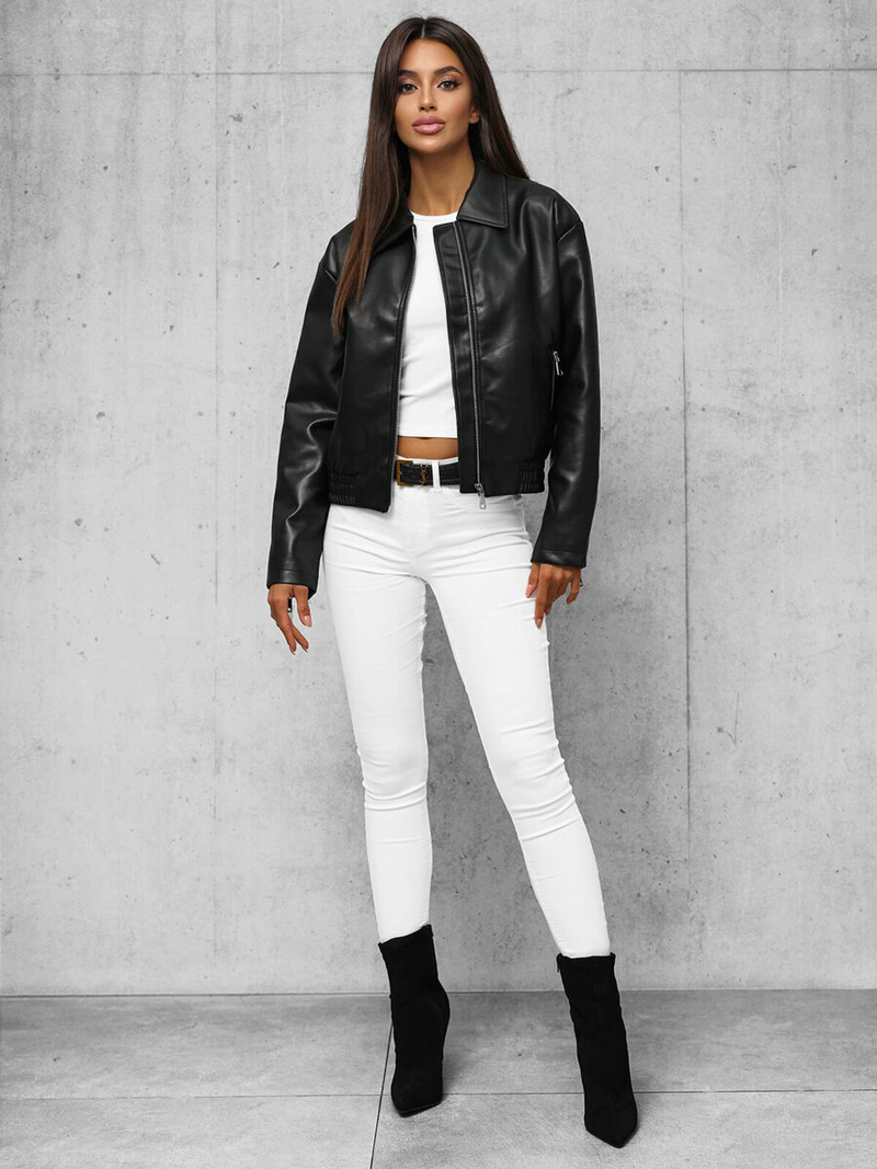 Juoda Moteriška Odinė Striukė OZONEE O/G116Z