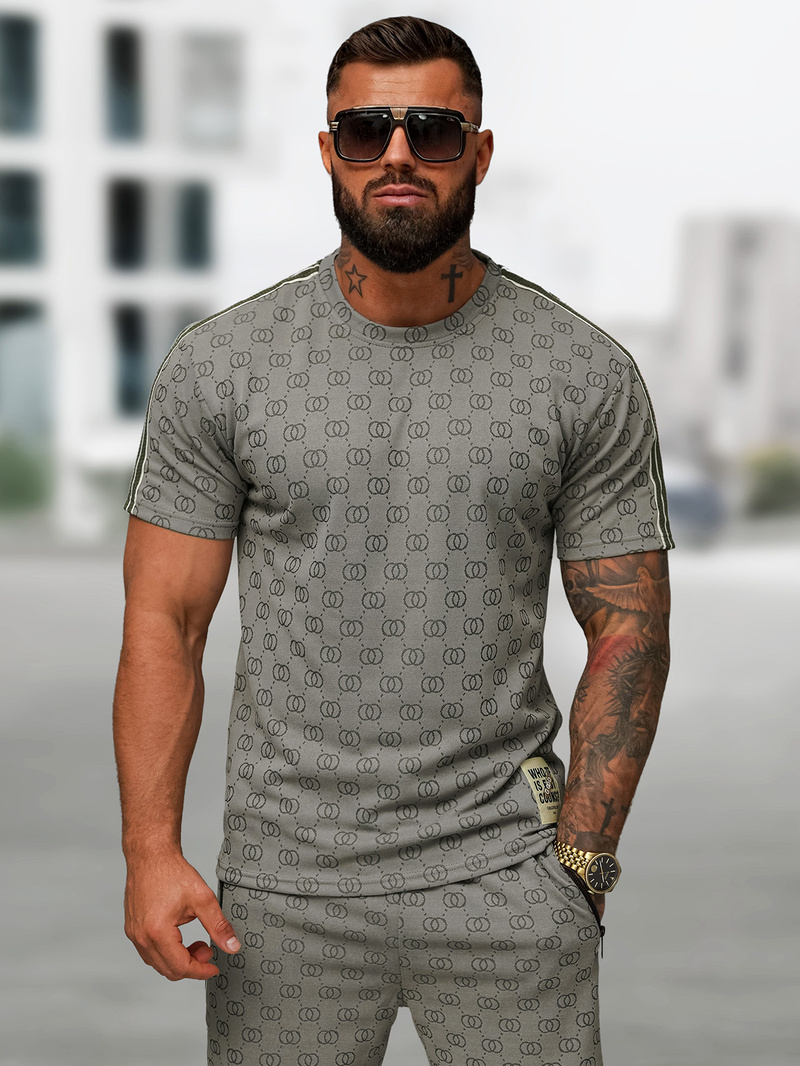 Tamsiai-pilkas vyriškas trumpas sportinio kostiumo komplektas OZONEE O/QQ1608AB