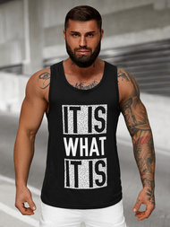 Juodi vyriški berankoviai marškinėliai OZONEE JS/8B1710/3Z